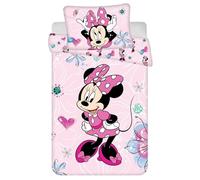 Jerry Fabrics Minnie Mouse Bedding Set Minnie Mouse Flowers 02 Inch Baby Bed Linen 100 x 135 + 40 x 60 cm, 100% Cotton