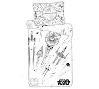 Jerry Fabrics Star Wars Death Star Spaceships Glow in the Dark Black and White Duvet 140 x 200 cm Pillow Case 70 x 90 cm with Zipper for Kids and Adults