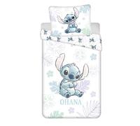 Jerry Fabrics Stitch Angel Ohana Bedding Set | Reversible Duvet Cover 140 x 200 cm and Pillowcase 70 x 90 cm | 100% Cotton White