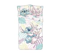 Jerry Fabrics Stitch & Angel Reversible Bedding Set | Singe Bedlinen Duvet Cover 140 x 200 cm and Pillowcase 50 x 70 cm | 100% Cotton | Leaves Design