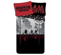 Jerry Fabrics Stranger Things Upside Down Single Duvet Cover and Pillowcase Set - European Size for Kids, teenagers, Fans in Black and Red Colours