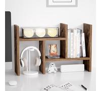 Jerry & Maggie Desktop Organizer Office Storage Rack Adjustable Wood Display Shelf Free Style Double H Display True Natural Stand Shelf, Natural Wood Tone