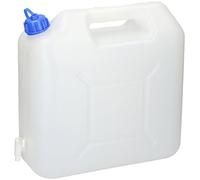15 LTS WATER CONTAINER FOR CAMPING ETC WITH TOP FILL AND BOTTOM DISPENSING TAP, Weiss