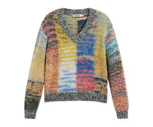 Jers_Earthtexture Jumper - female - Desigual - V-neck Knitwear - Multicolor - M - Knitwear M