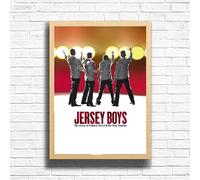 Jersey Boys Poster Print, Musical Print, A4 A3 West End Broadway Theatre Show, Wall Art Deco Special Canvas West End Print, London theatre art frame options (A4 Framed (Oak))