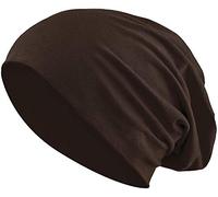 Jersey Cotton Elastic Long Slouch Beanie Unisex Hat Heather in 35 Assorted Colours (3) (Dark Brown)