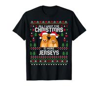 Jersey Cow Christmas Dairy Cattle Ugly Xmas Sweater Rancher T-Shirt