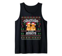 Jersey Cow Christmas Dairy Cattle Ugly Xmas Sweater Rancher Tank Top