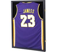 Jersey Display Frame Case, Large Lockable Shadow Box Sports Jersey Frame with UV Protection Acrylic and 2 Hanger for Baseball Basketball Football Soccer Hockey Shirt,Uniform, Graduates Black