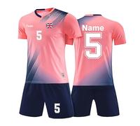 Jersey Football/Soccer/Volleyball Kit Uniform Personalized Short Sleeve and Shorts Set for Men, Women, Kids with Your Name Number Team Logo Pink