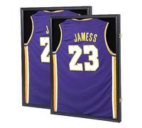 Jersey Frame Display Case 2 Pack - Large Lockable Shadow Box Sports Jersey Frame with 98% UV Protection Acrylic and 2 Hanger for Baseball Basketball Football Soccer Hockey Shirt,Uniform Black