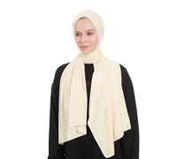 Jersey Hijab Scarf for Women - Creme Jersey Hijab Scarf Muslim Headscarf - Long Muslim Accessories Headscarf Shawl - Islamic Hajib Headwrap Fashion Scarves Solid Color - Ramadan Head Wrap (Creme)