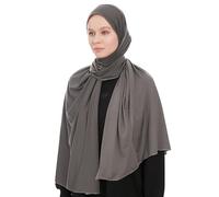 Jersey Hijab Scarf for Women - Dark Grey Jersey Hijab Scarf Muslim Headscarf - Long Muslim Accessories Headscarf Shawl - Islamic Hajib Headwrap Scarves Solid Color - Ramadan Head Wrap (Dark Grey)