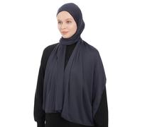 Jersey Hijab Scarf for Women - Navy Blue Jersey Hijab Scarf Muslim Headscarf - Long Muslim Accessories Headscarf Shawl - Islamic Hajib Headwrap Scarves Solid Color - Ramadan Head Wrap (Navy Blue)