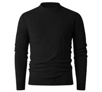Jersey Jacquard Sweater Long Sleeve for Men Round Neck Warm Sweater Man Winter Lightweight Comfortable Comfort at Home Protection Against Cold in Winter, Black/White, XXL
