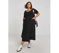 Jersey Poplin Mix Apron Dress Black 18