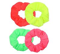 Jersey Scrunchies 4 Pieces Neon Hair Scrunchies 80s Damage-Free Dentless Secure Hold Hair Ties Rainbow Hair Scrunchies Elastics Hair Bands Hair Accessories for Women 80s 90s Party Outfits Costumes