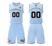 Jerseys Kit Unisex Basketball Jersey Sport Personalized College Custom Kids/adult Active Suits Outdoor Basketballs Uniform Comfortable Sportwear Training Outfit A24 Light Blue