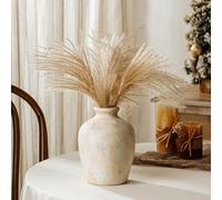 Jersinwei Ceramic White Vase for Decor - 8Inch Rustic Vases - Farmhouse Vases for Dried & fresh Flowers, Vintage Home Decor Accessories Living Room Bedroom, Decorative Aesthetic Room Decor Ornaments