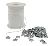 Jersvimc 200 ft Candle Wicks for Candle Making - Long Candles Wick Roll with 100Pcs Sustainer Tab Set, Natural Cotton Candles Wicks String for Candlemaking DIY