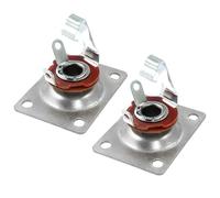 Jersvimc 2Pcs Metal Output Jack 1/4 Inch Bass Jack Plate, Silver Input Jack Plate Guitar Jack Socket Electric Guitar Replacement Parts