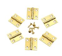 Jersvimc 8Pcs 1 Inch Brass Butt Hinges, Gold Jewelry Box Hinges Small Cabinet Hinges Square Door Hinge Folding Craft Hinge Heavy Duty for Furniture Cupboard Drawer