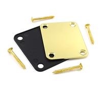 Jersvimc Gold Bass Guitar Neck Plate Replacement with Mounting Screws, Metal Neckplate Telecaster Neck Shim Electric Guitar Hardware Parts for Jazz Acoustic Stratocaster