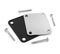 Jersvimc Silver Bass Guitar Neck Plate Replacement with Mounting Screws, Metal Neckplate Telecaster Neck Shim Electric Guitar Hardware Parts for Jazz Acoustic Stratocaster