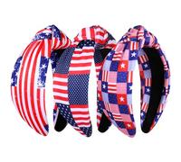 JERTOCLE 4th of July Knotted Headband for Women Patriotic Stars Flag USA Stripe Headbands American Flag Red White Blue Hairband Independence Day Hair Accessories Gifts
