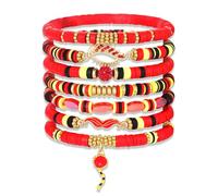 JERTOCLE Halloween Bracelets for Women Stackable Mustache Eyebrows Whimsical Tree Heishi Beaded Stretchy Bracelet Jewelry Halloween Costume Accessories Funny Party Favors, One Size, Alloy, no gemstone