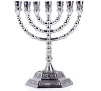 Jerusalem 12 Tribes of Israel 7 Branch Temple Menorah Silver 12.7 cm