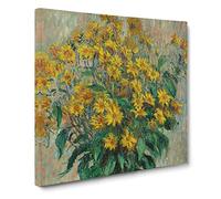 Jerusalem Artichoke Flowers by Claude Monet Canvas Print | Gallery Wrapped 30mm Frame Wall Art | 14x14 inches | Ready to Hang | Modern Floral Picture | Living Room Bedroom Lounge Office