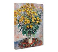 Jerusalem Artichoke Flowers By Claude Monet Canvas Print | Gallery Wrapped 30mm Frame Wall Art | 30x20 inches | Ready to Hang | Impressionist Floral Picture | Living Room Bedroom Lounge Office