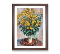 Jerusalem Artichoke Flowers By Claude Monet Classic Painting Framed Print | A2 Walnut Framed Wall Art | Ready to Hang | Classic Floral Picture | Living Room Bedroom Lounge Office