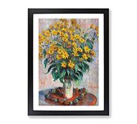 Jerusalem Artichoke Flowers By Claude Monet Classic Painting Framed Print | A4 Black Framed Wall Art | Ready to Hang | Classic Floral Picture | Living Room Bedroom Lounge Office
