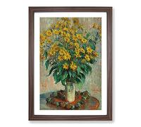 Jerusalem Artichoke Flowers by Claude Monet Framed Print | A2 Walnut Framed Wall Art | Ready to Hang | Modern Floral Picture | Living Room Bedroom Lounge Office