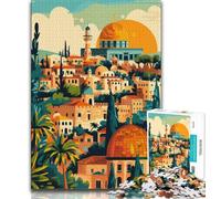 Jerusalem Cityscape 1000 Piece Jigsaw Puzzles for Teenagers Gifts,Help The Brain Exercise Addictive Toys to Cultivate Patience Suitable for Couples 38x26cm
