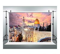 Jerusalem Cityscape Sunset Dome of The Rock Backdrop for Photography, 9x6FT, Israel Cityscape Background, Photo Booth Studio Props LYLU670