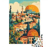 Jerusalem Cityscape Travel Puzzle 1000 Pieces, Famous Building Scenic Print, Mindful Activity, Premium Paper Puzzle, Birthday Gift for Travel Lovers, 52x38cm/1000pcs