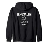 Jerusalem Coordinates Israel Heritage Star of David Zip Hoodie