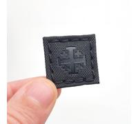Jerusalem Cross Black IR Patch - 1x1 Inch Ranger Eye Tactical Morale Patch with Hook & Loop Backing for Gear, Vests & Hats