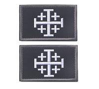 Jerusalem Cross Crusader Jihad Patch - Time for Another Crusade Christian Hook and Loop Tactical Morale Patch 2Pcs (Black)