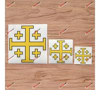 Jerusalem Cross Crusaders' Cross Five-fold Decal Vinyl Sticker - 3 Pack Glossy, 5.1cm, 7.6cm, 12.7cm - for Car Boat Laptop Cup Phone