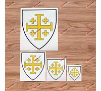 Jerusalem Cross Crusaders' Cross Shield Decal Vinyl Sticker - 4 Pack Glossy, 5.1cm, 7.6cm, 10.2cm, 15.2cm - for Car Boat Laptop Cup Phone