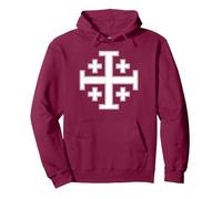 JERUSALEM CROSS FIVE-FOLD CROSS KNIGHT'S TEMPLAR Pullover Hoodie, Adult Unisex, Burgundy, Large