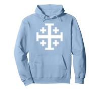JERUSALEM CROSS FIVE-FOLD CROSS KNIGHT'S TEMPLAR Pullover Hoodie, Adult Unisex, Dusty Blue, Medium