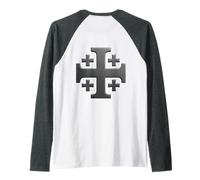 Jerusalem Cross Flag - Knights Templar Catholic Christian Raglan Baseball Tee