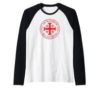 Jerusalem Cross for The Greater Glory of God Red Aged Raglan Baseball Tee