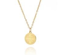 Jerusalem Cross Necklace for Women Men Stainless Steel Christian Prayer Crusaders Knights Templar Cross Pendant Necklace Religious Jewelry (gold)