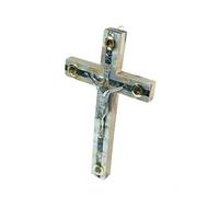 Jerusalem Cross Olive Wood Mother of Pearl Cross hand carved from 8''